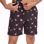 2 In 1 Flamingo Print Pocket Drawstring Swim Shorts