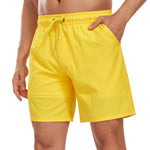 2 In 1 Solid Color Drawstring Swim Shorts