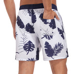 2 In 1 Tropical Leaves Print Swim Shorts
