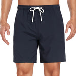 2 In 1 Solid Color Drawstring Swim Shorts