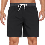 2 In 1 Solid Color Drawstring Swim Shorts With Pocket