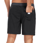 2 In 1 Solid Color Drawstring Swim Shorts With Pocket