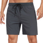 2 In 1 Solid Color Drawstring Swim Shorts