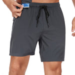 2 In 1 Solid Color Drawstring Swim Shorts