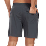 2 In 1 Solid Color Drawstring Swim Shorts