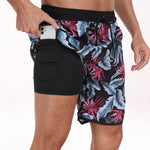 2 In 1  Leaf Print Swim Shorts
