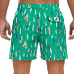 Stowable Surfboard Print  Swim Shorts