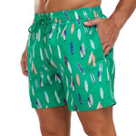 Stowable Surfboard Print  Swim Shorts