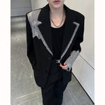 Lace Patchwork Padded Shoulder Casual Blazer