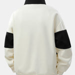 Relax Fit Color Block Patchwork Polo Sweatshirt & Slit Hem Stripe Pants