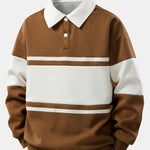 Relax Fit Color Block Patchwork Polo Sweatshirt