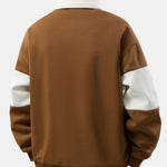 Relax Fit Color Block Patchwork Polo Sweatshirt & Slit Hem Stripe Pants
