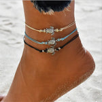 Sea Turtle Leather Anklet Bracelet