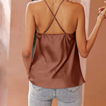 Zeagoo Women's Cowl Neck Satin Camisole