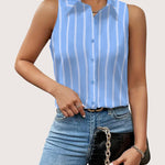 Zeagoo Sleeveless Blouses Casual Button Down Flower Tank Tops