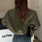 Zeagoo Women Bomber Jacket Casual Button Down Shackets