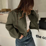 Zeagoo Women Bomber Jacket Casual Button Down Shackets