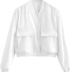 Zeagoo Women Bomber Jacket Casual Button Down Shackets