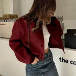 Zeagoo Women Bomber Jacket Casual Button Down Shackets