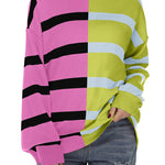 Zeagoo Striped Oversized Sweater Color Block Loose Pullover Top