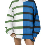 Zeagoo Striped Oversized Sweater Color Block Loose Pullover Top