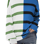 Zeagoo Striped Oversized Sweater Color Block Loose Pullover Top