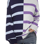 Zeagoo Striped Oversized Sweater Color Block Loose Pullover Top