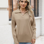 Zeagoo Women's Fall Striped Sweater V Neck Oversized Knitted Tops
