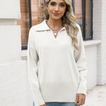 Zeagoo Women's Fall Striped Sweater V Neck Oversized Knitted Tops