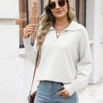 Zeagoo Women's Fall Striped Sweater V Neck Oversized Knitted Tops