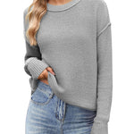 Zeagoo Women's Crew Neck Cropped Sweater Long Sleeve Knit Tops