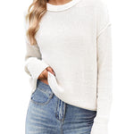 Zeagoo Women's Crew Neck Cropped Sweater Long Sleeve Knit Tops