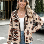 Zeagoo Women's Cozy Fleece Jacket Western Aztec Print Coat