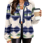 Zeagoo Women's Cozy Fleece Jacket Western Aztec Print Coat