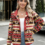 Zeagoo Women's Cozy Fleece Jacket Western Aztec Print Coat