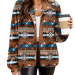 Zeagoo Women's Cozy Fleece Jacket Western Aztec Print Coat