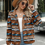 Zeagoo Women's Cozy Fleece Jacket Western Aztec Print Coat