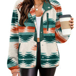 Zeagoo Women's Cozy Fleece Jacket Western Aztec Print Coat