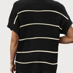 Zeagoo Vest Mock Neck Batwing Short Sleeve Ribbed Knit Tops