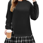 Zeagoo Women Oversized Sweatshirt Plaid Patchwork Dress
