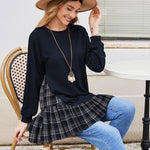 Zeagoo Women Oversized Sweatshirt Plaid Patchwork Dress