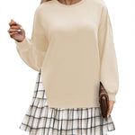 Zeagoo Women Oversized Sweatshirt Plaid Patchwork Dress