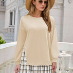 Zeagoo Women Oversized Sweatshirt Plaid Patchwork Dress