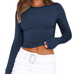 Zeagoo Women Y2K Crewneck Long Sleeve Slim Fit T-Shirt