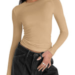 Zeagoo Women Y2K Crewneck Long Sleeve Slim Fit T-Shirt