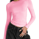 Zeagoo Women Y2K Crewneck Long Sleeve Slim Fit T-Shirt