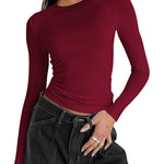 Zeagoo Women Y2K Crewneck Long Sleeve Slim Fit T-Shirt