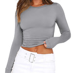 Zeagoo Women Y2K Crewneck Long Sleeve Slim Fit T-Shirt