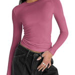 Zeagoo Women Y2K Crewneck Long Sleeve Slim Fit T-Shirt