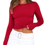 Zeagoo Women Y2K Crewneck Long Sleeve Slim Fit T-Shirt
